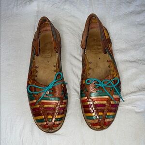 Huarache hand made Real Leather turquoise,colors‎ Size Mexico 5 US 7.5